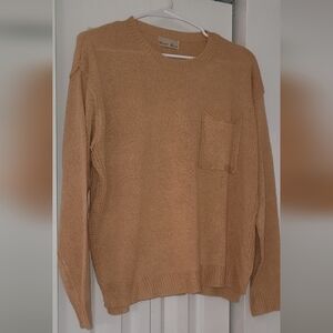 Soft and Cozy Be Cool Classic Tan Crewneck Sweater with Ribbed Details